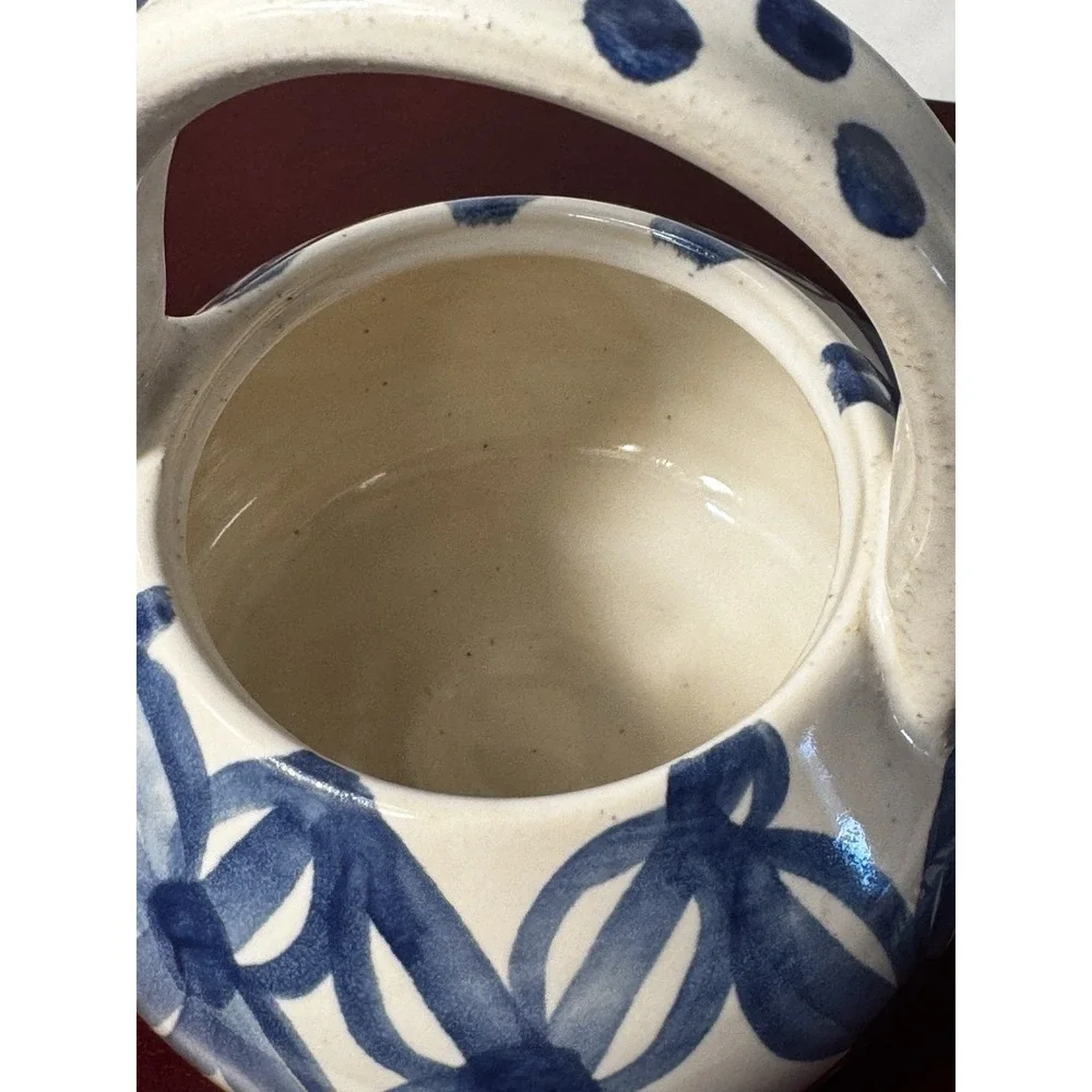 Vintage Blue and White Tea Pot with Lid, Asian Design